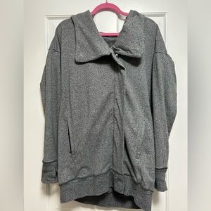 Lululemon cowl neck fleece zippered hoodie, grey, size 6